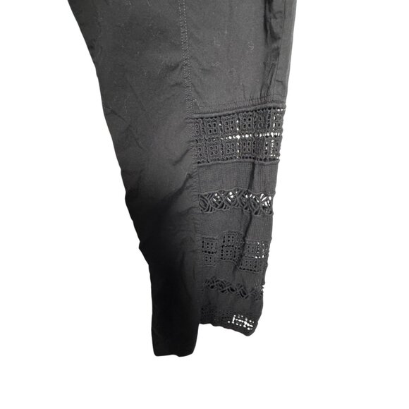 XCVI womens black wide leg pants crochet detail size XL Pull on Mind Set - Picture 5 of 10